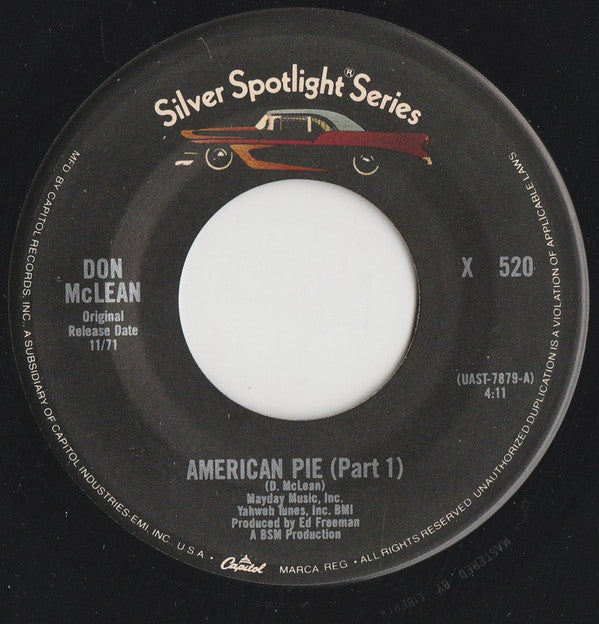 Don McLean : American Pie (7", Single, RE, Jac)