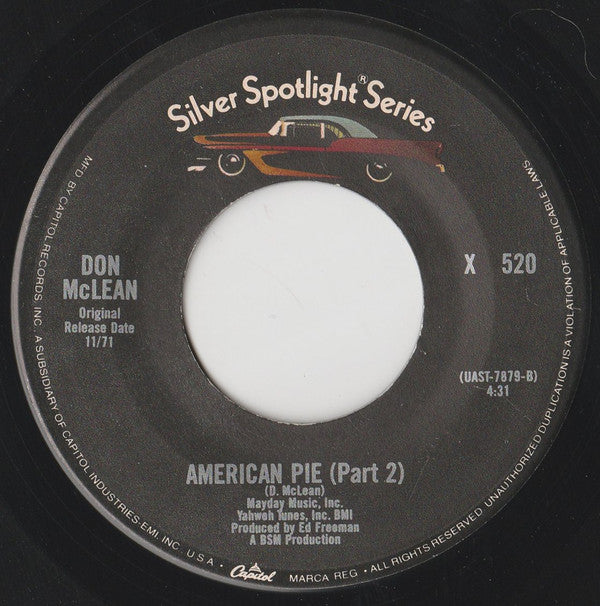 Don McLean : American Pie (7", Single, RE, Jac)