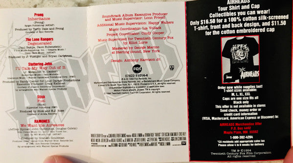 Various : Airheads (Original Soundtrack Album) (Cass, Album, Comp, Dol)