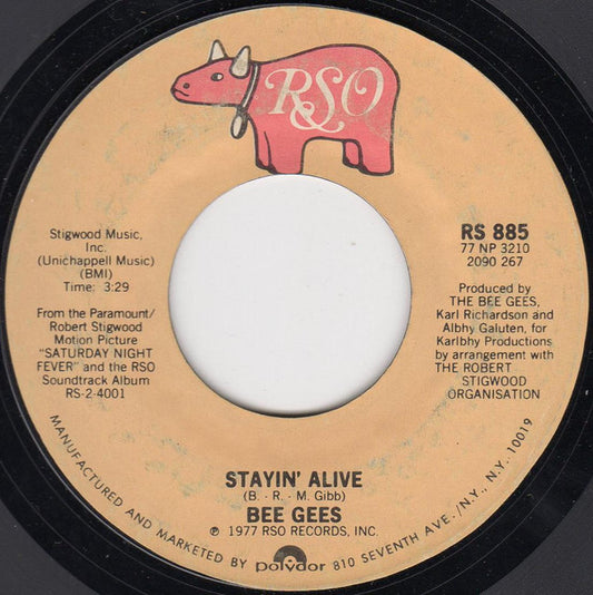 Bee Gees : Stayin' Alive (7", Single, Styrene, PRC)