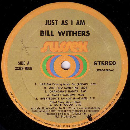 Bill Withers : Just As I Am (LP, Album, Son)