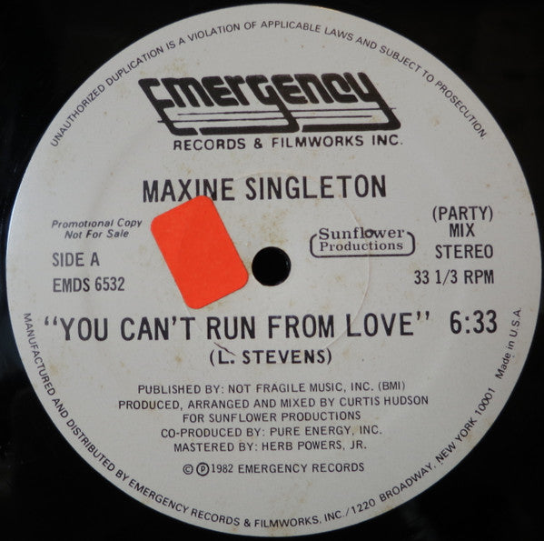Maxine Singleton : You Can't Run From Love (12", Promo)