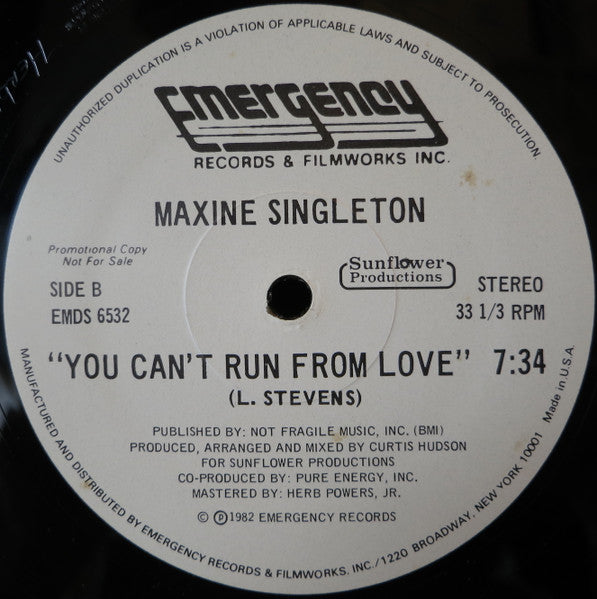 Maxine Singleton : You Can't Run From Love (12", Promo)