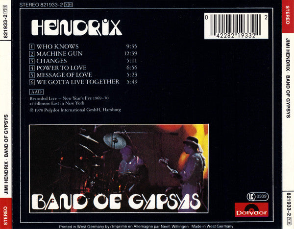 Hendrix* : Band Of Gypsys (CD, Album, RE)