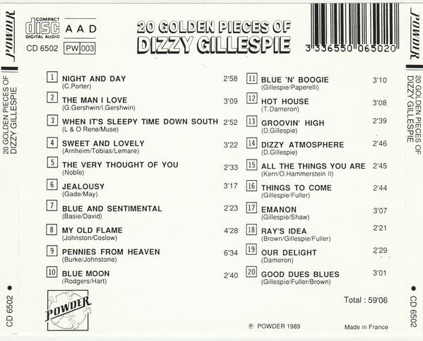 Dizzy Gillespie : 20 Golden Pieces Of Dizzy Gillespie (CD, Comp)