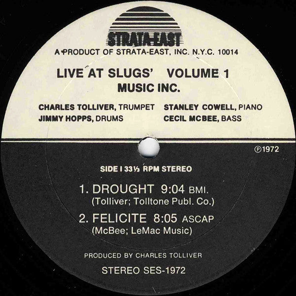 Music Inc : Live At Slugs' Volume 1 (LP, Album)