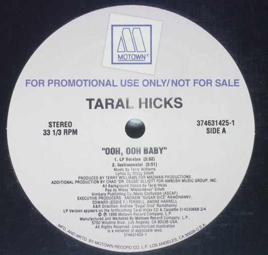 Taral Hicks* : Ooh, Ooh Baby (12", Promo)