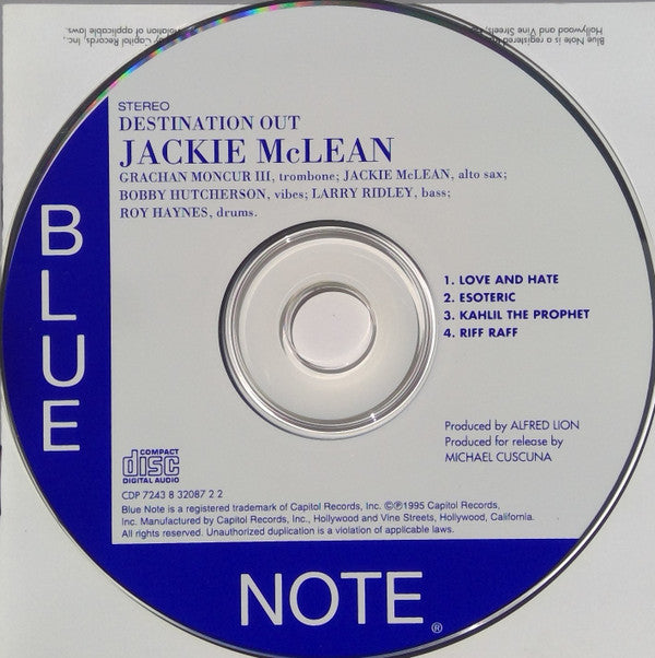 Jackie McLean : Destination Out (CD, Album, Ltd, RE, RM, EMI)