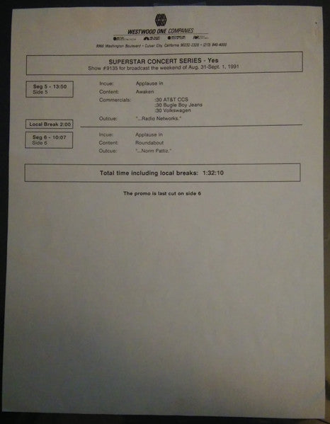 Yes : Superstar Concert Series (3xLP, Transcription)