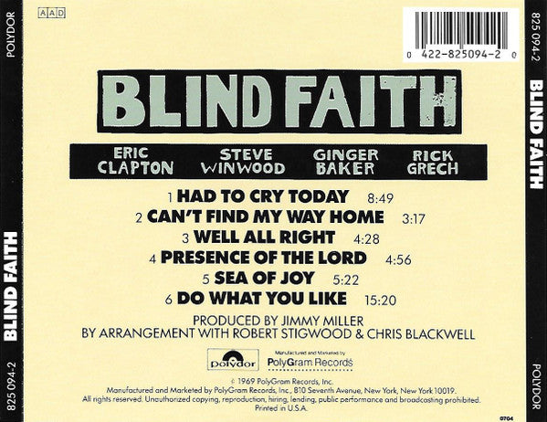 Blind Faith (2) : Blind Faith (CD, Album, RE)