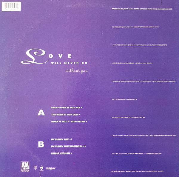 Janet Jackson : Love Will Never Do (Without You) (12", Single)
