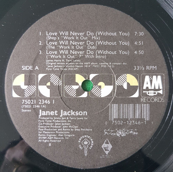 Janet Jackson : Love Will Never Do (Without You) (12", Single)