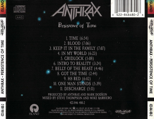 Anthrax : Persistence Of Time (CD, Album, RE)