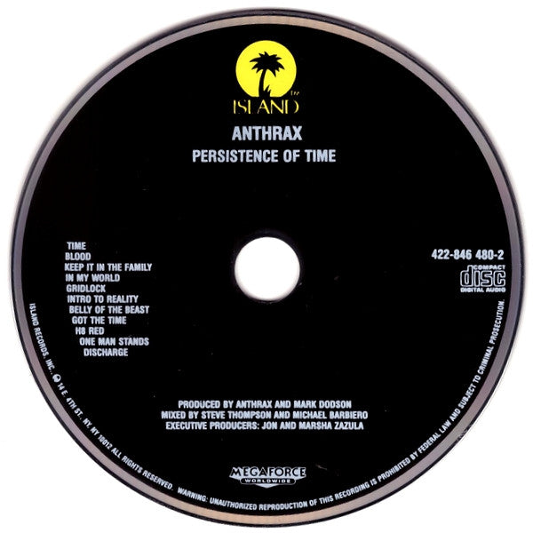 Anthrax : Persistence Of Time (CD, Album, RE)