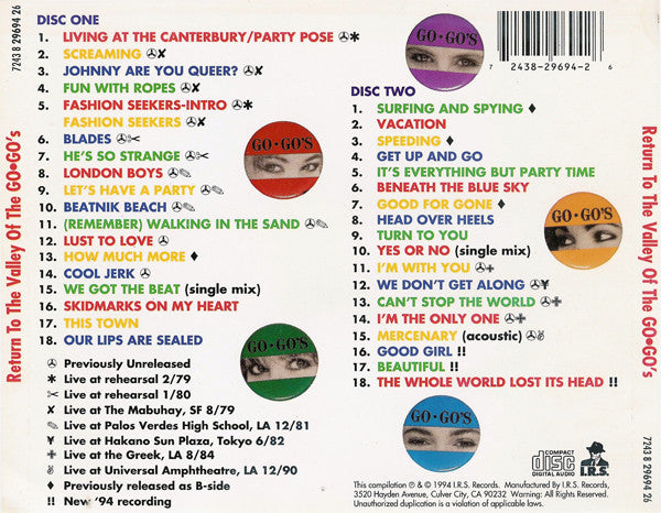 Go-Go's : Return To The Valley Of The Go-Go's (2xCD, Comp)