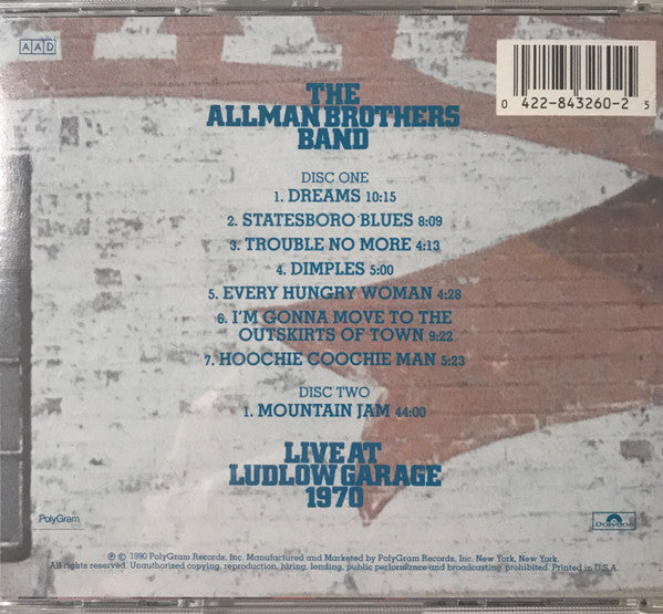 The Allman Brothers Band : Live At Ludlow Garage 1970 (2xCD, Album, RM, PDO)