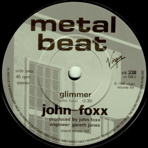 John Foxx : No-One Driving (7", Single, 2 T)