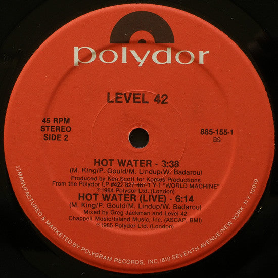 Level 42 : Hot Water (12", Single)