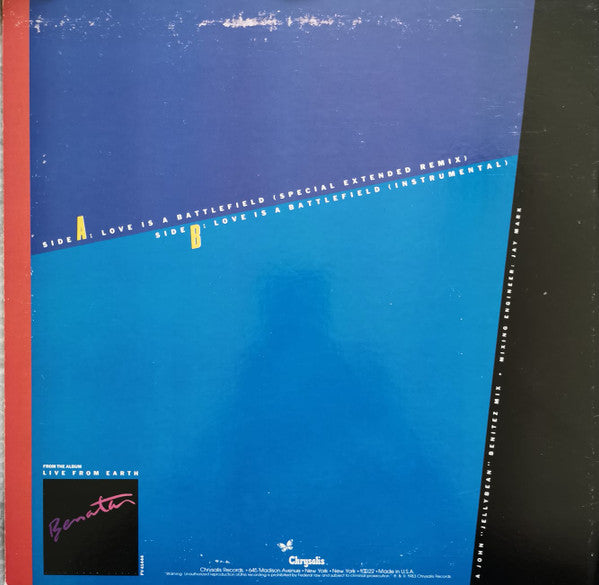 Benatar* : Love Is A Battlefield (Special Extended Remix) (12", Single, Sid)