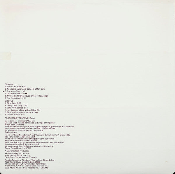 Captain Beefheart And The Magic Band : Clear Spot (LP, Album, Pit)