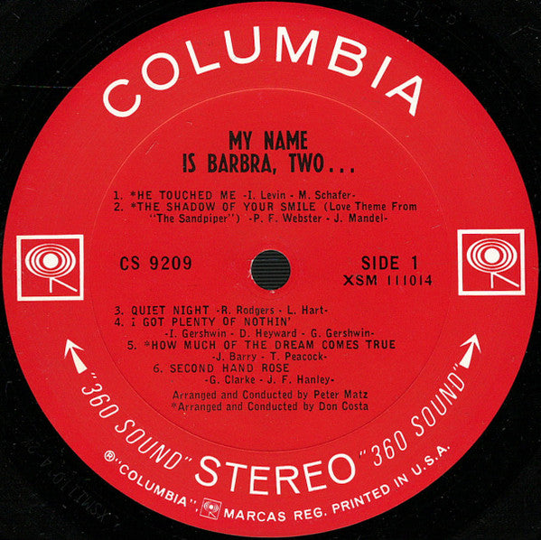 Barbra Streisand : My Name Is Barbra, Two... (LP, Album, San)