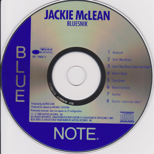 Jackie McLean : Bluesnik (CD, Album, RE)