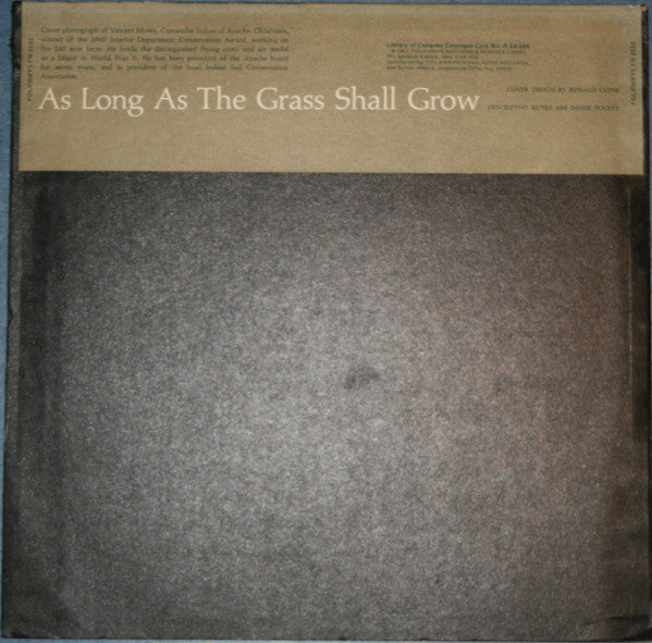 Peter LaFarge : As Long As The Grass Shall Grow (Peter La Farge Sings Of The Indians) (LP, Album, EP, Mono)