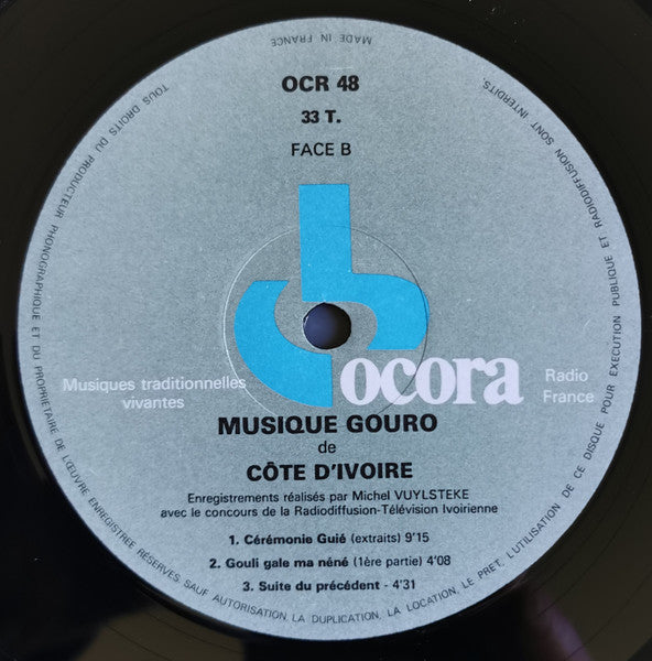 Gouro* : Musique Gouro De Côte D'Ivoire (LP, RE, Gat)