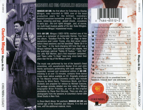 Charles Mingus : Mingus Ah Um (CD, Album, RE, RM, Son)