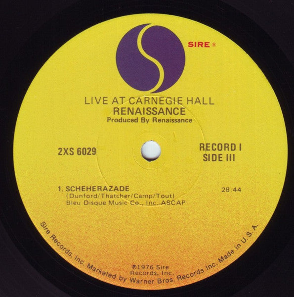 Renaissance (4) : Live At Carnegie Hall (2xLP, Album, RE, Los)