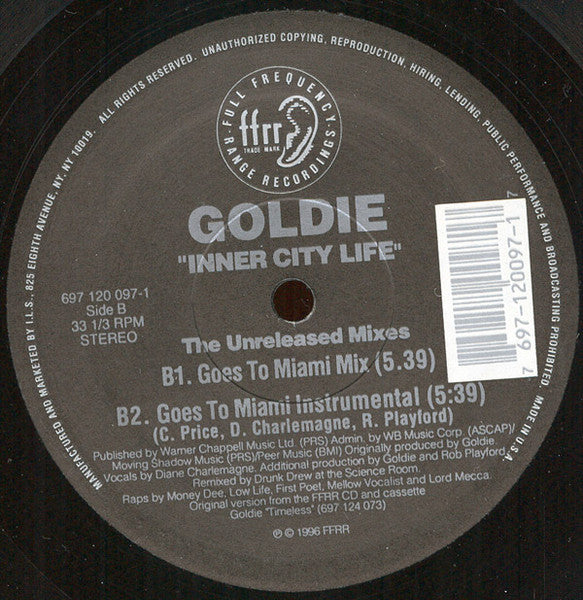 Goldie : Inner City Life (The Unreleased Mixes) (12")
