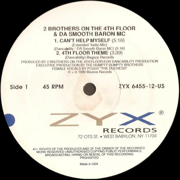 2 Brothers On The 4th Floor & Da Smooth Baron MC : Can't Help Myself (12")
