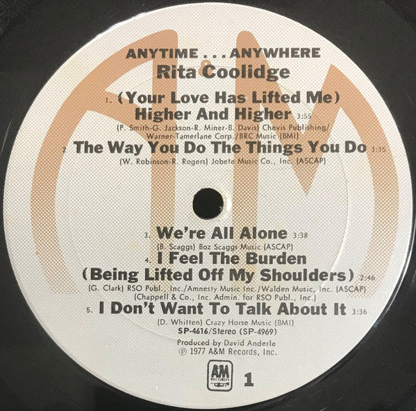 Rita Coolidge : Anytime... Anywhere (LP, Album, Club, CRC)