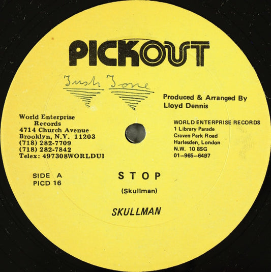 Skullman / Wayne Wonder & Dillinger : Stop / Gun Ark (12", Yel)