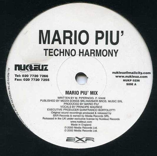 Mario Piu'* : Techno Harmony (12")