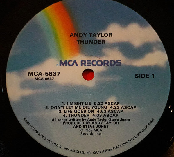Andy Taylor : Thunder (LP, Album, Pin)