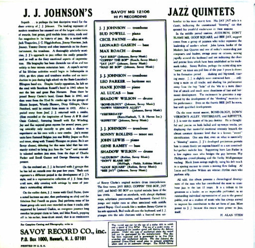 J.J. Johnson : J.J. Johnson's Jazz Quintets (CD, Album, Ltd, RE, RM, Pap)