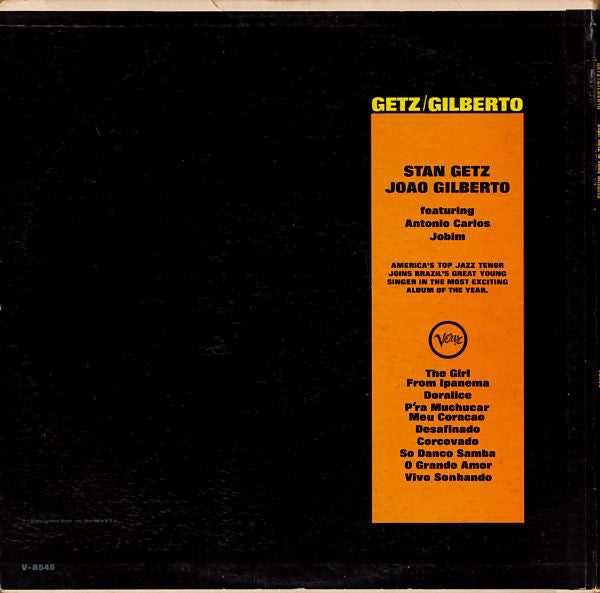 Stan Getz & João Gilberto : Getz / Gilberto (LP, Album, Mono, Gat)