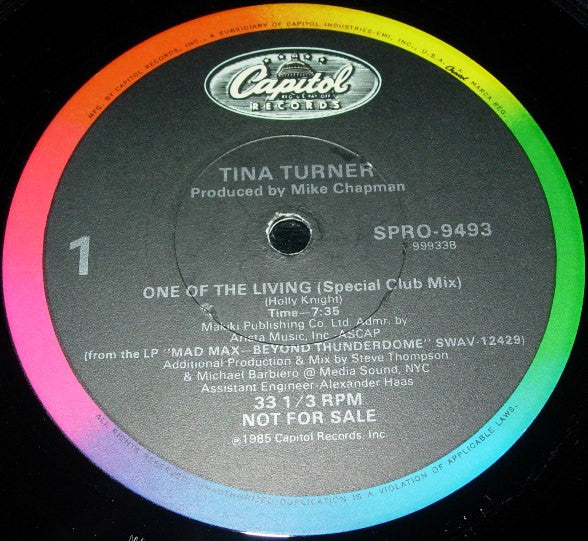 Tina Turner : One Of The Living (12", Single, Promo)