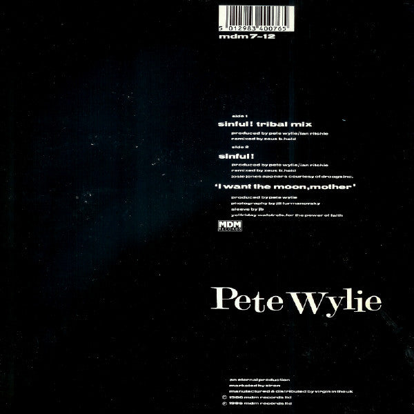 Pete Wylie And The Oedipus Wrecks : Sinful! (Tribal Mix) (12", Single)