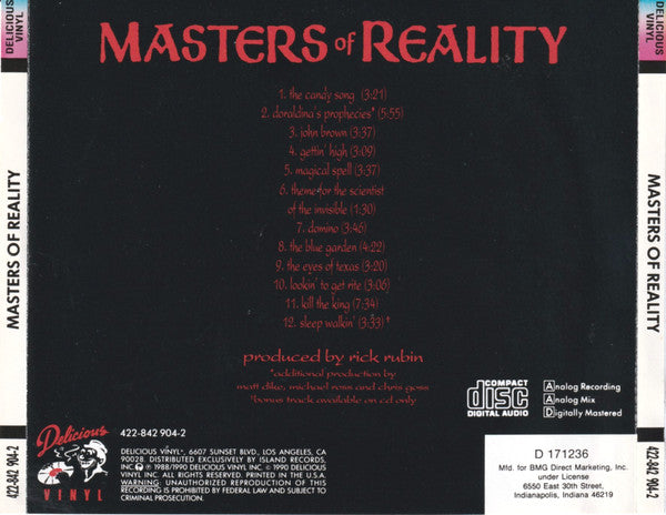 Masters Of Reality : Masters Of Reality (CD, Album, Club, RE)