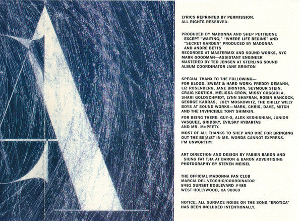 Madonna : Erotica (Cass, Album, SR,)