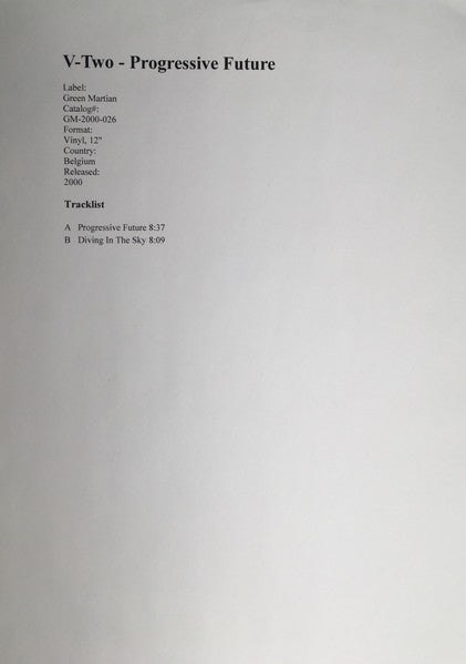 V-Two : Progressive Future (12", W/Lbl)