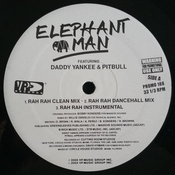 Elephant Man Featuring Daddy Yankee & Pitbull : Rah Rah (12", Promo)