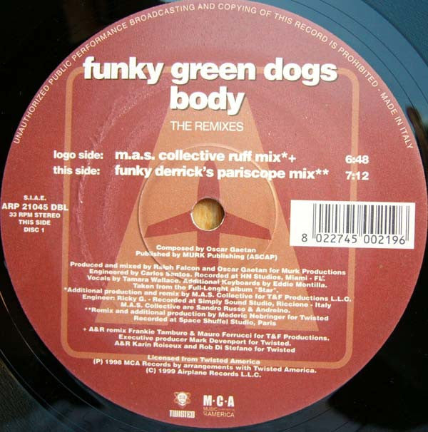 Funky Green Dogs : Body (The Remixes) (2x10", Ltd)