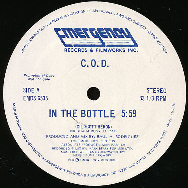 C.O.D. : In The Bottle (12", Promo)