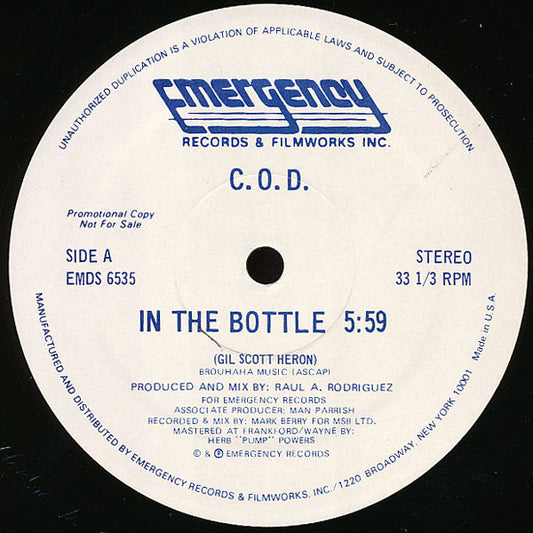 C.O.D. : In The Bottle (12", Promo)