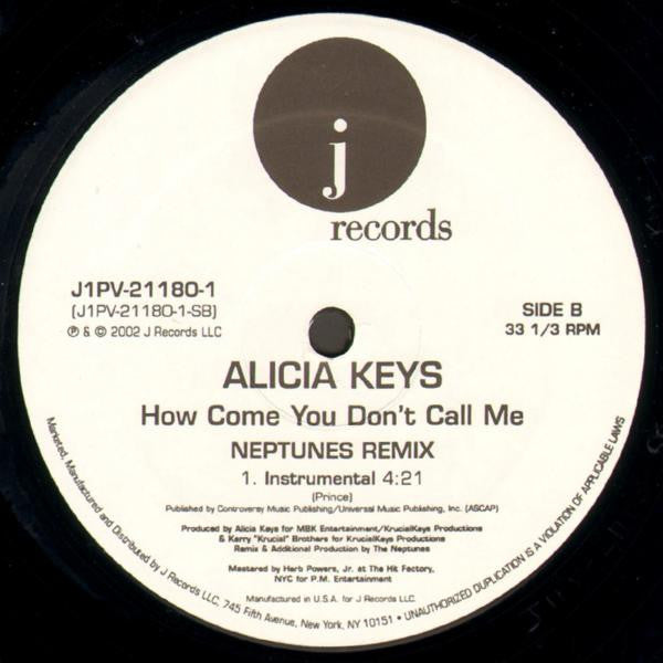 Alicia Keys : How Come You Don't Call Me (12")