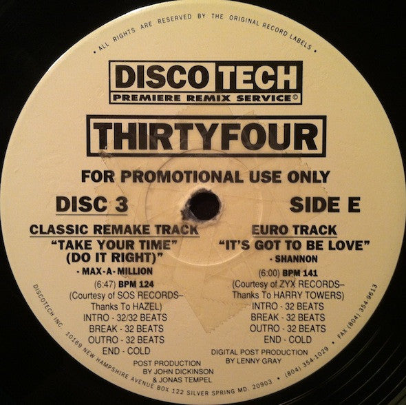 Various : DiscoTech ThirtyFour (3x12", Comp, Promo)