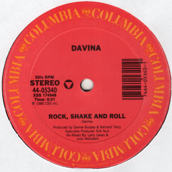 Davina : Rock, Shake And Roll (12")